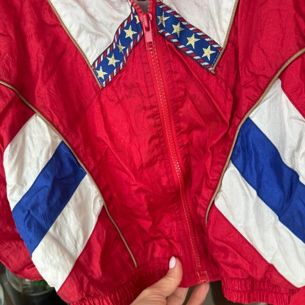 Vintage 80s sweatsuit jacket windbreaker pants stars USA zip up americsn toddler